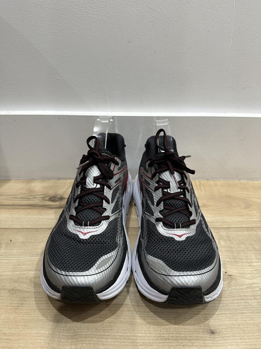 Hoka One One Clifton 3 Shoes Mens Size 10.5 Gray Red Running Sneakers Athletic